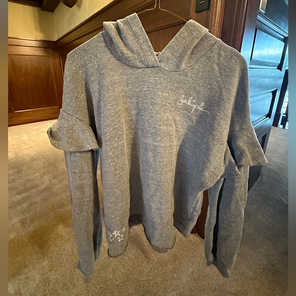 soul cycle x nation ruffle embroidered hoodie